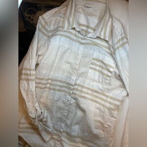 Women’s Westport brand 100% cotton Striped White and Tan Shirt